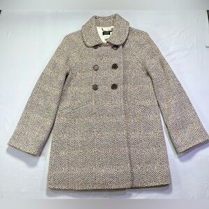 J. Crew Vintage Inspired Wool Blend Tweed Swing Jacket Coat - Brown Cream - 4